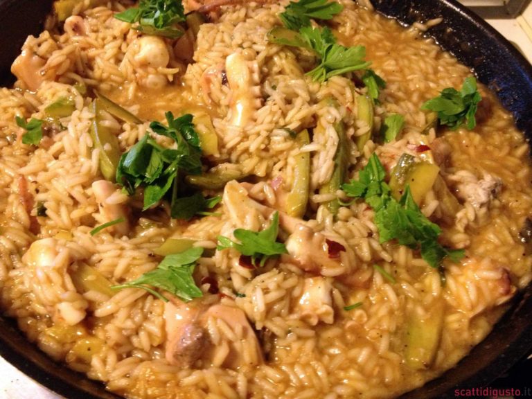 Risotto estivo con moscardini e zucchine, quasi paella de&#8217; noantri