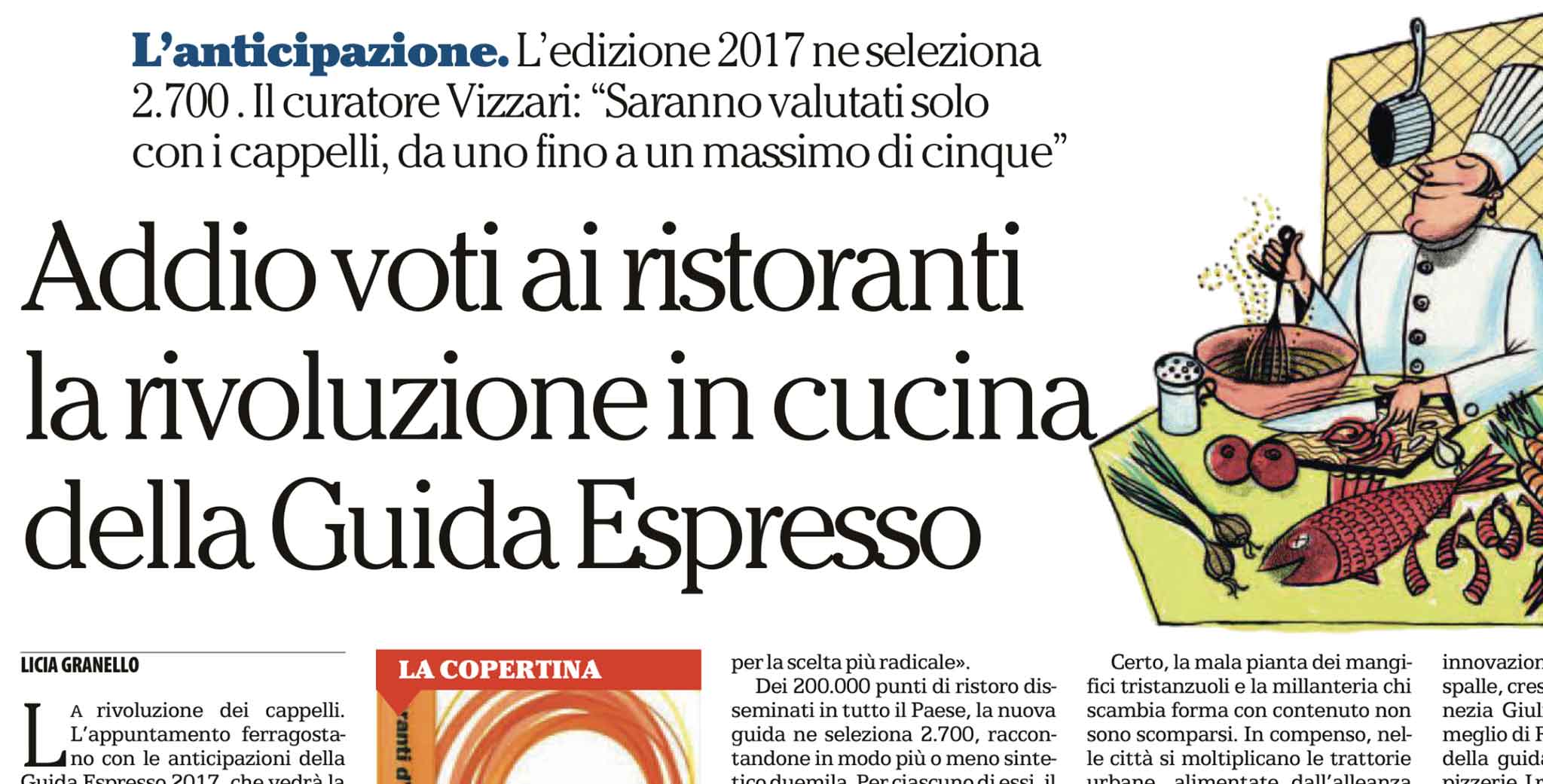 Rivoluzione Espresso. Enzo Vizzari toglie i voti alla guida Ristoranti 2017