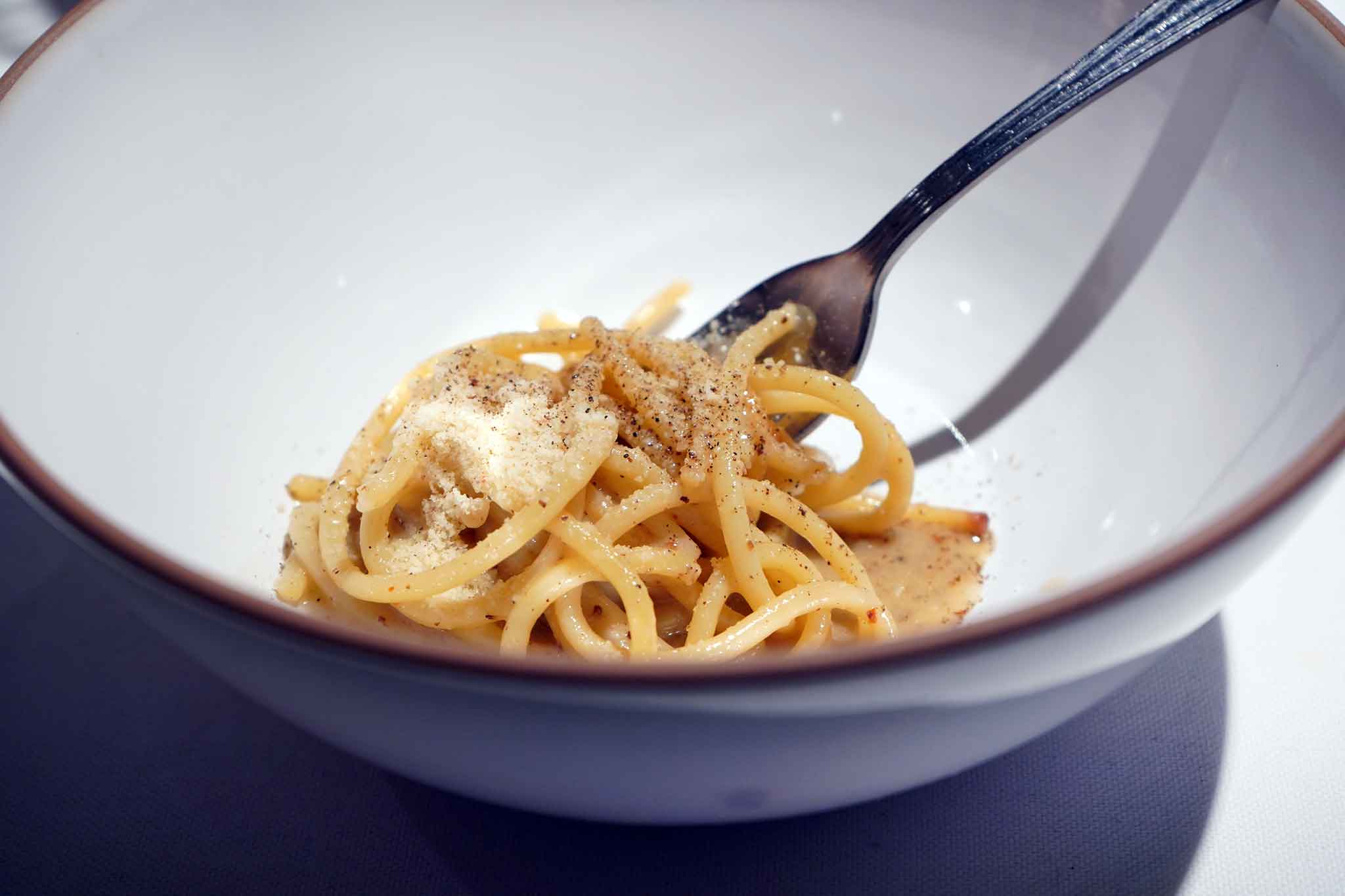 la cacio e pepe alla brace del ristorante Andreina