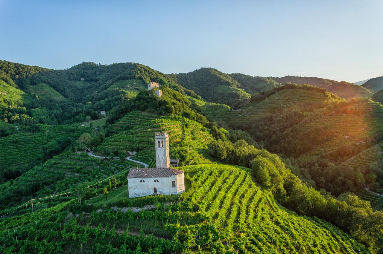 Prosecco patrimonio Unesco con le colline di Conegliano e Valdobbiadene