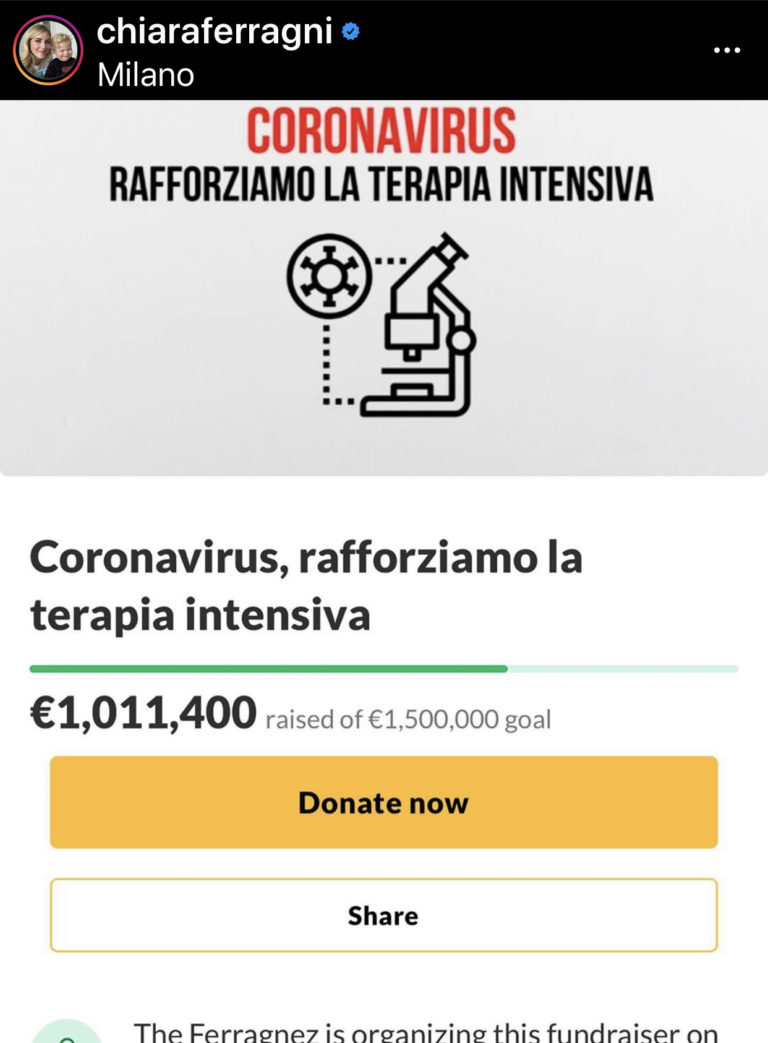 Coronavirus. Ferragni e Fedez raccolgono 1 milione di euro per il San Raffaele