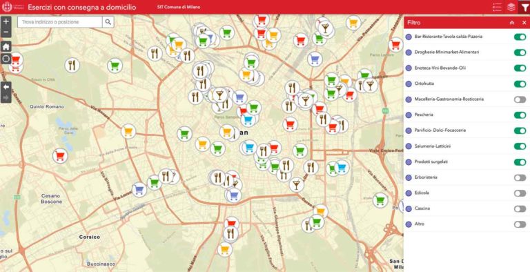 Consegne a domicilio. La mappa del Comune di Milano