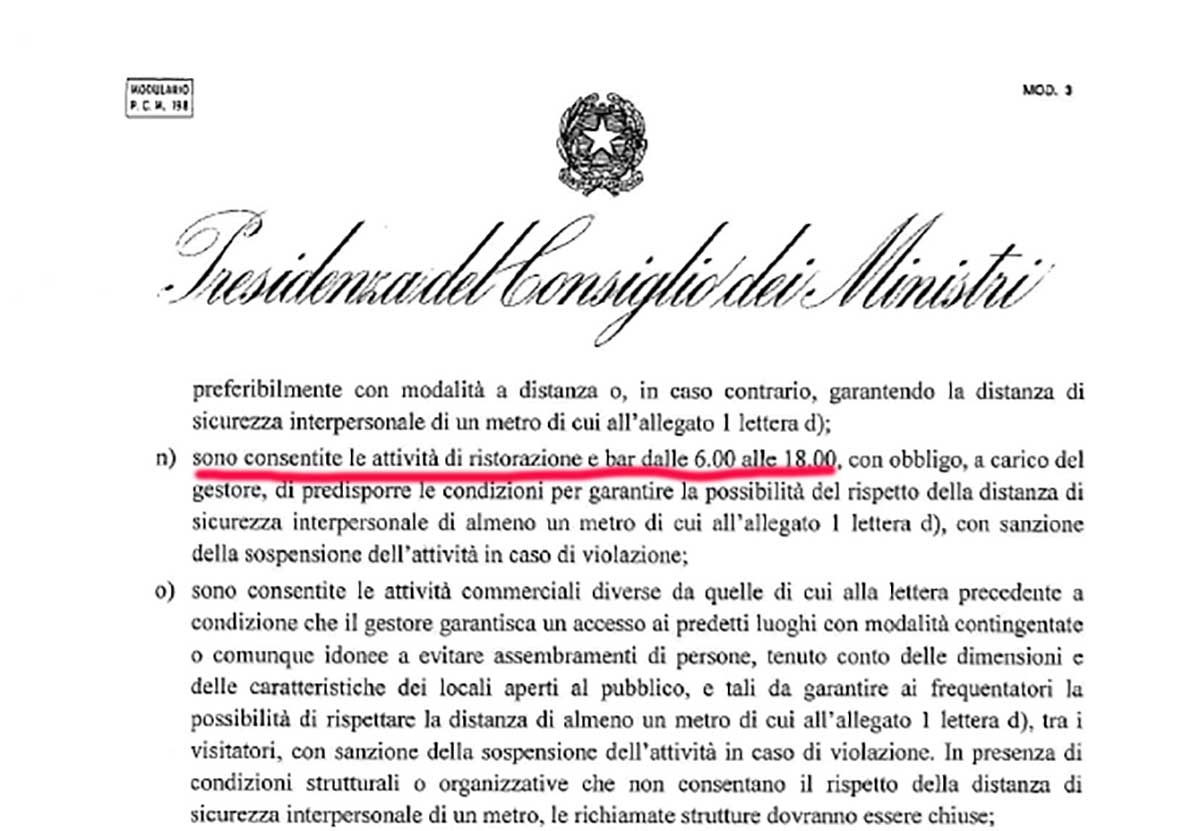 Coronavirus: divieto di cena nei ristoranti in zona rossa per decreto