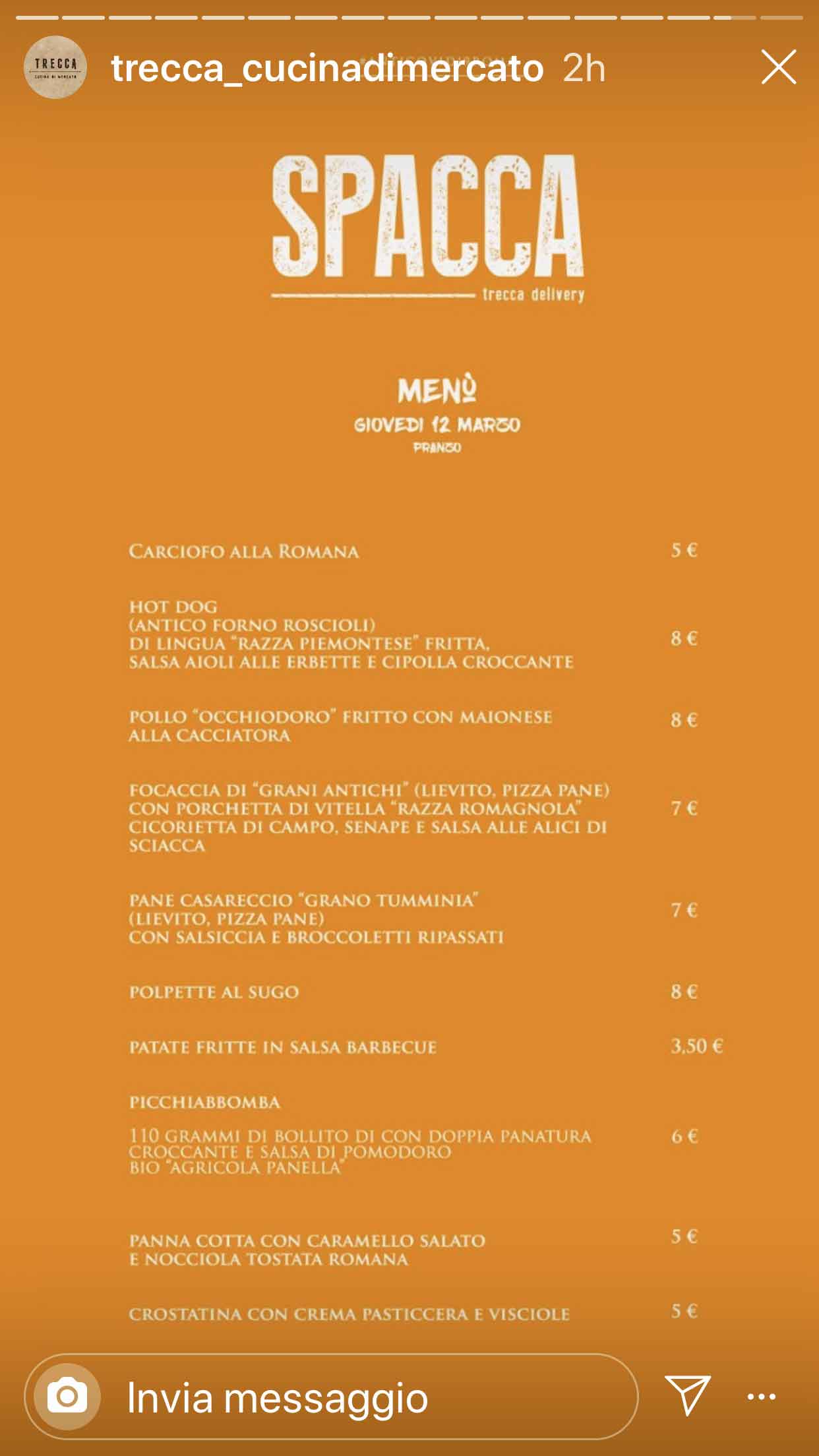 menu spacca roma