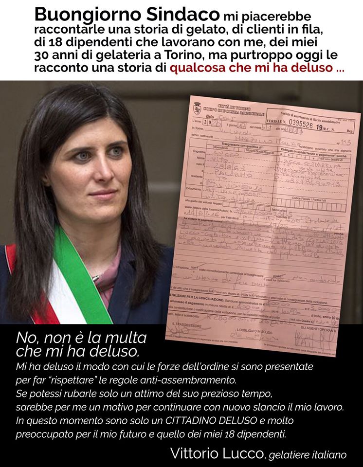 La lettera del gelatiere che becca la multa per la coda alla gelateria