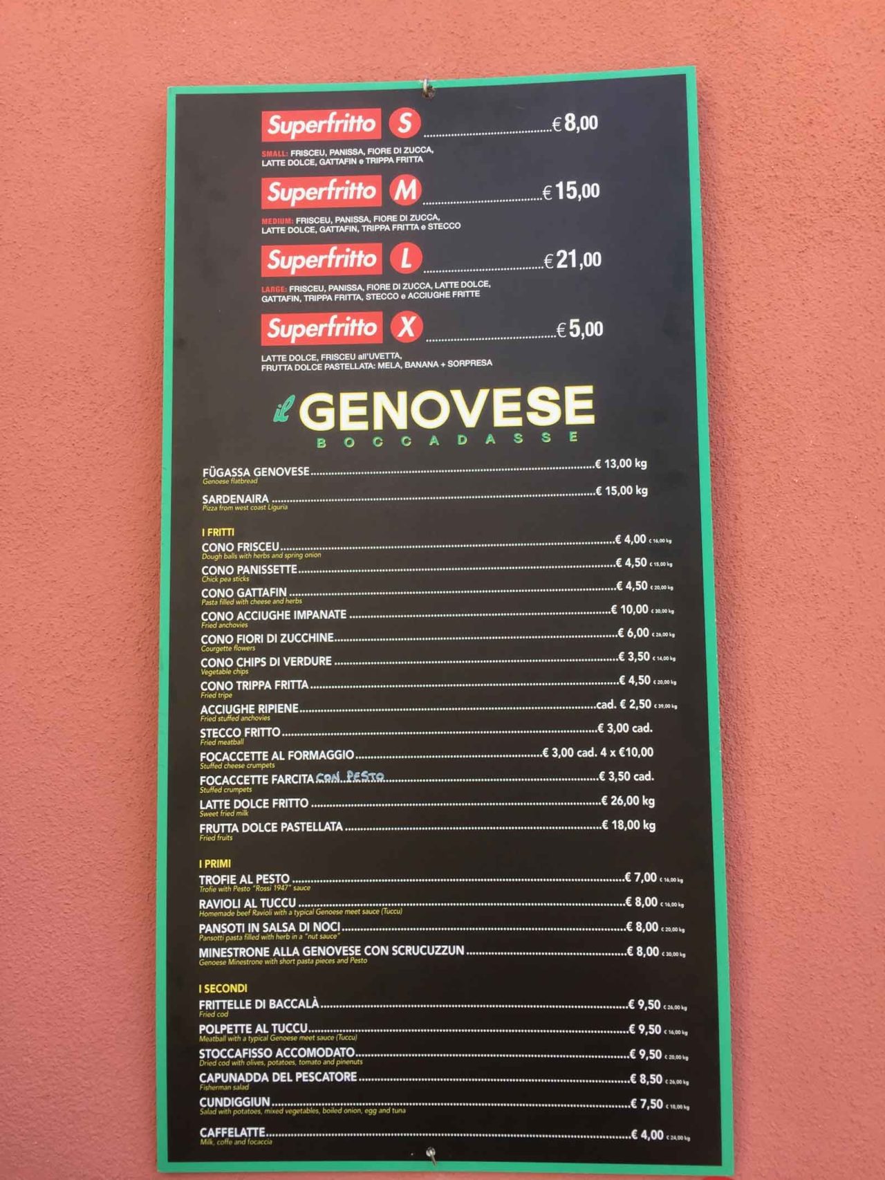 il genovese boccadasse  menu
