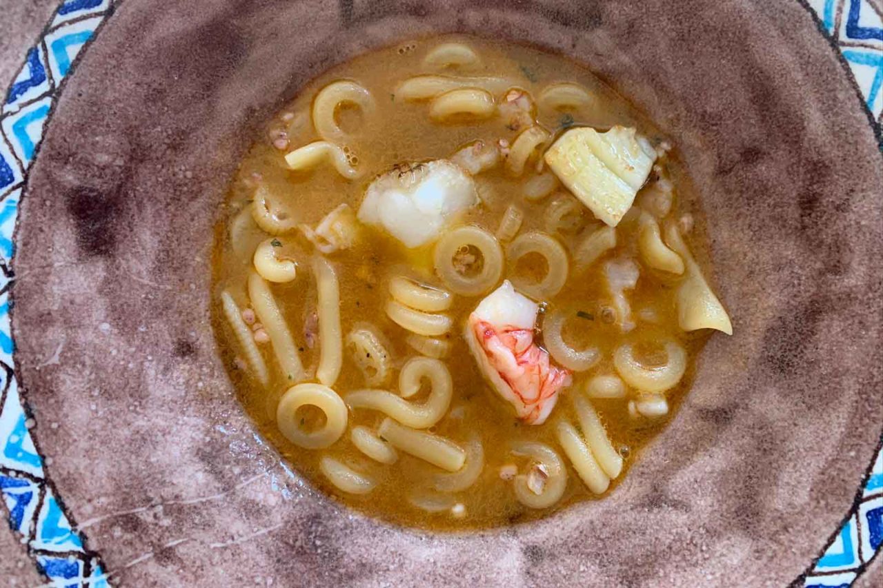 Torre del Saracino ristorante Gennaro Esposito Minestra di pasta mista con pesci di scoglio e crostacei