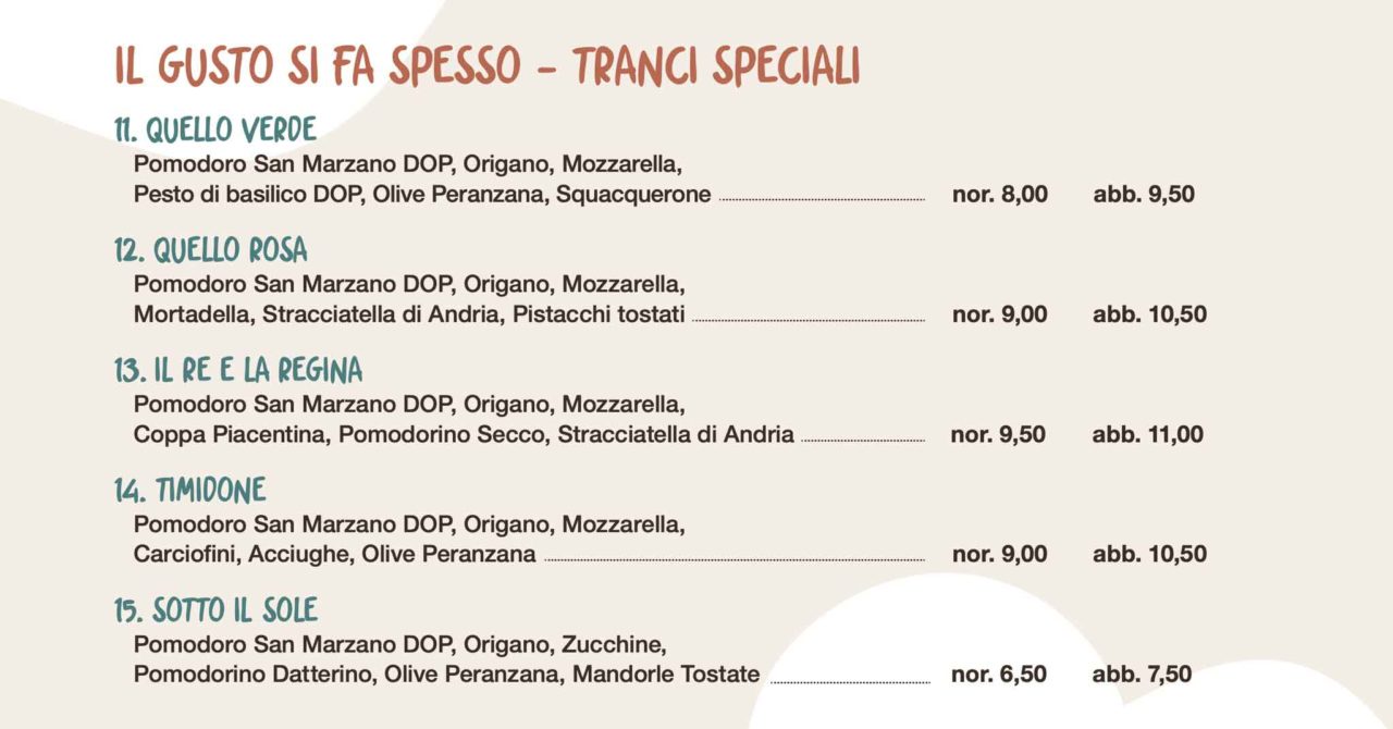 filante pizzeria milano menu pizza trancio speciale