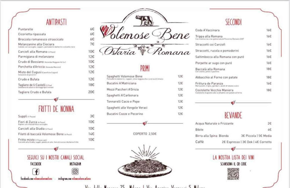 volemose bene vespucci menu