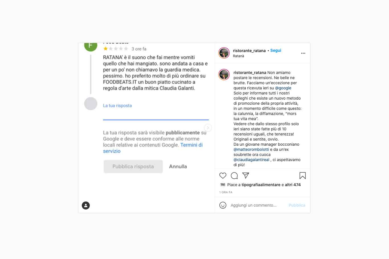 Il ristorante Ratanà vittima delle false recensioni, ma è un attacco hacker