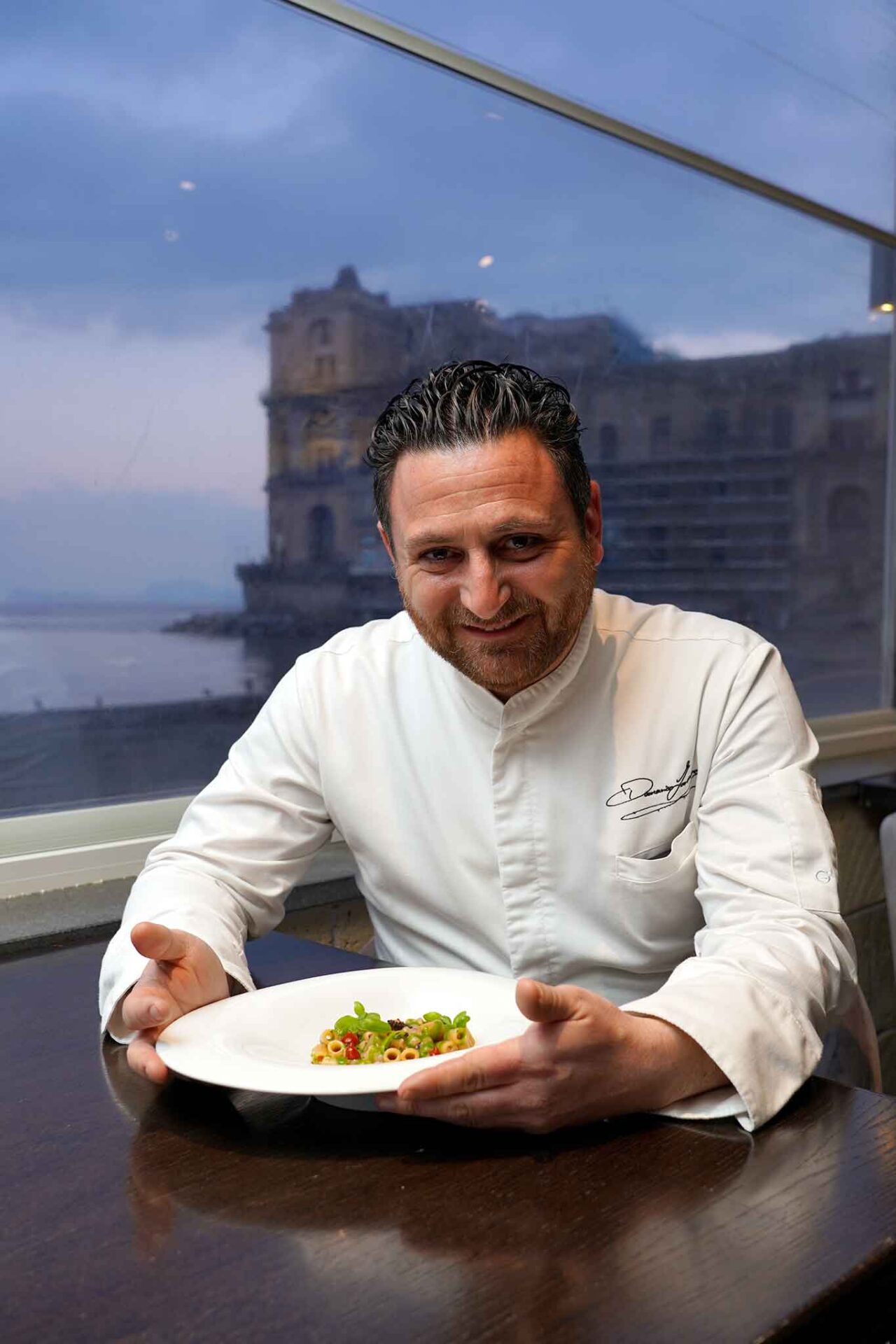 Domenico Iavarone alla festa della pasta di Palazzo Petrucci a Napoli