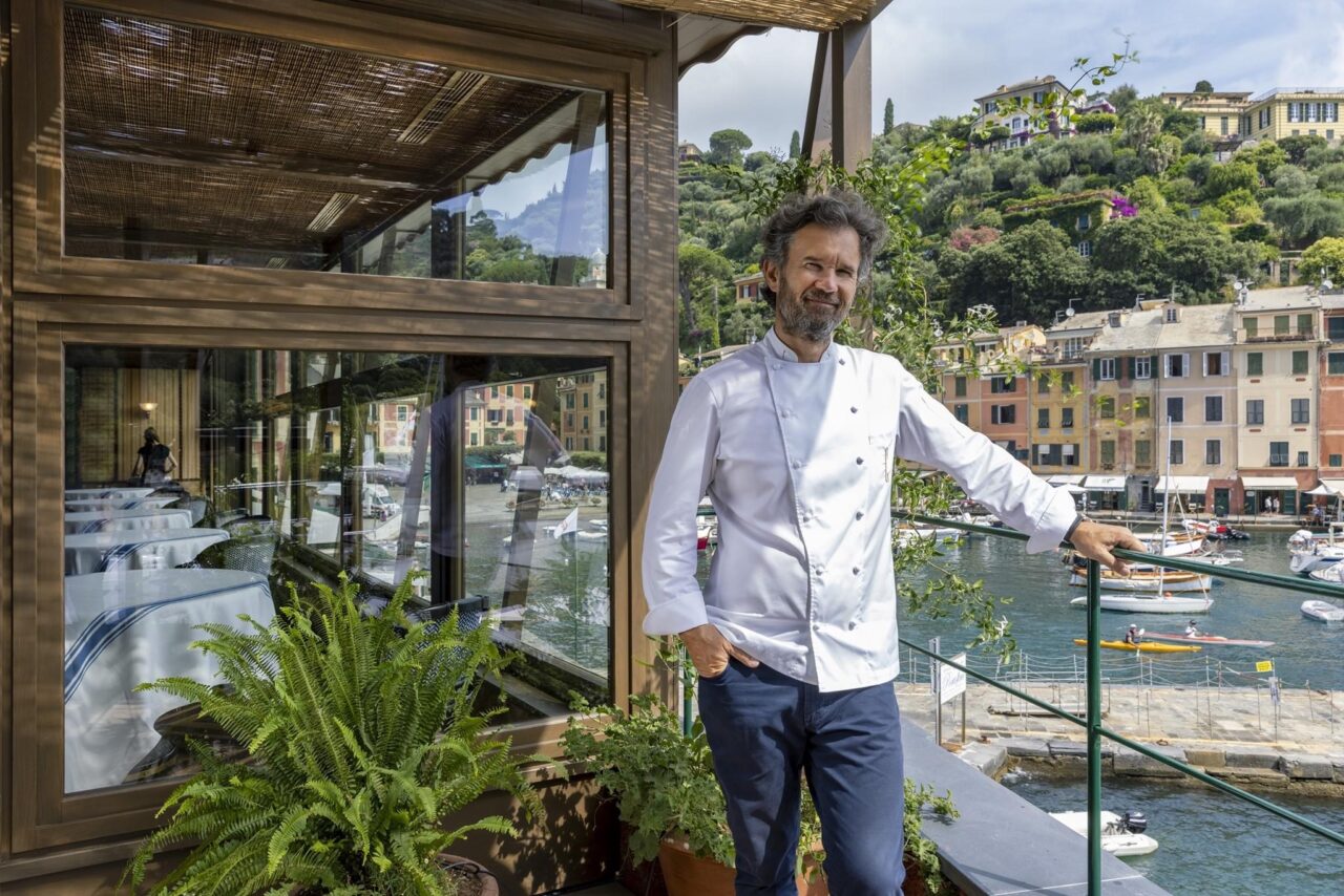 Carlo Cracco nella terrazza di Cracco Portofini