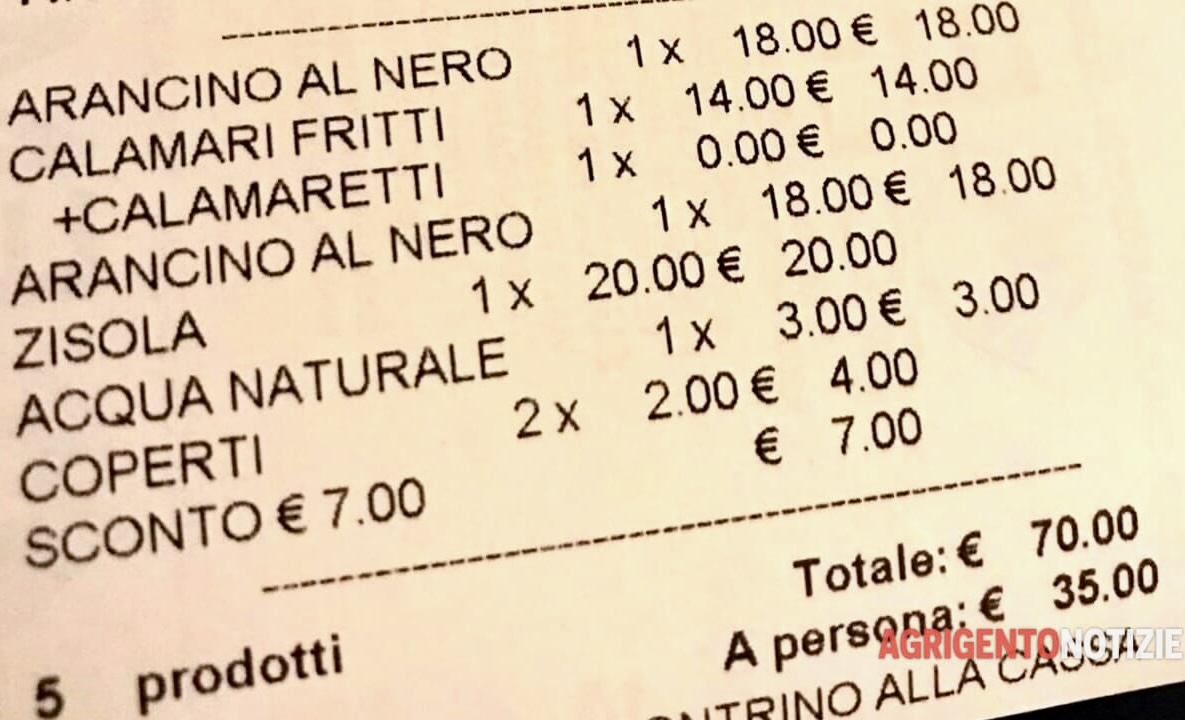 Agrigento: arancini a 18 € l’uno: ma stiamo scherzando?