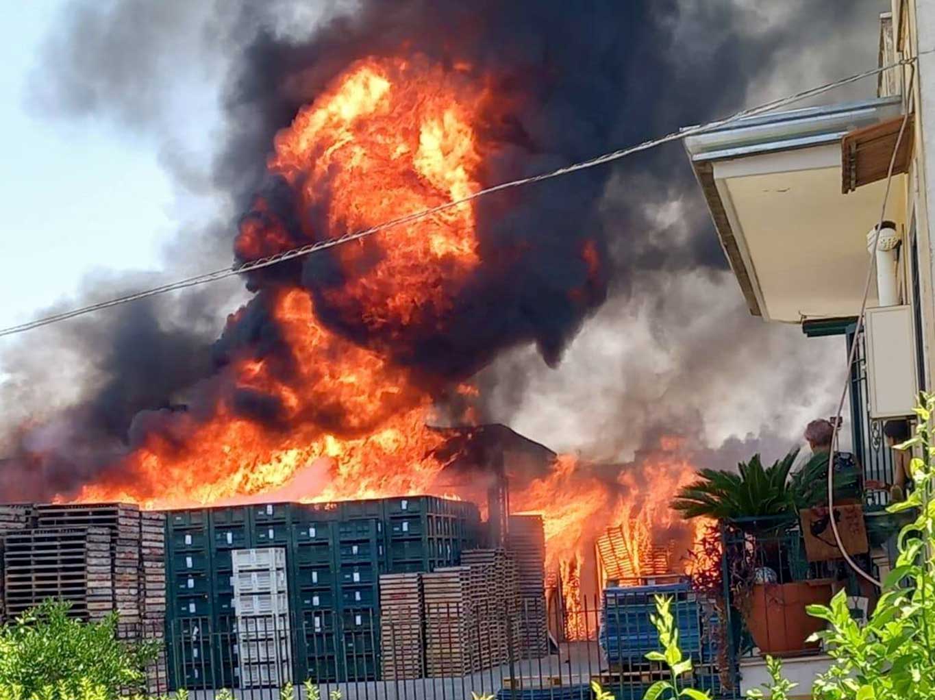 Incendio allo stabilimento di pomodori pelati La Torrente