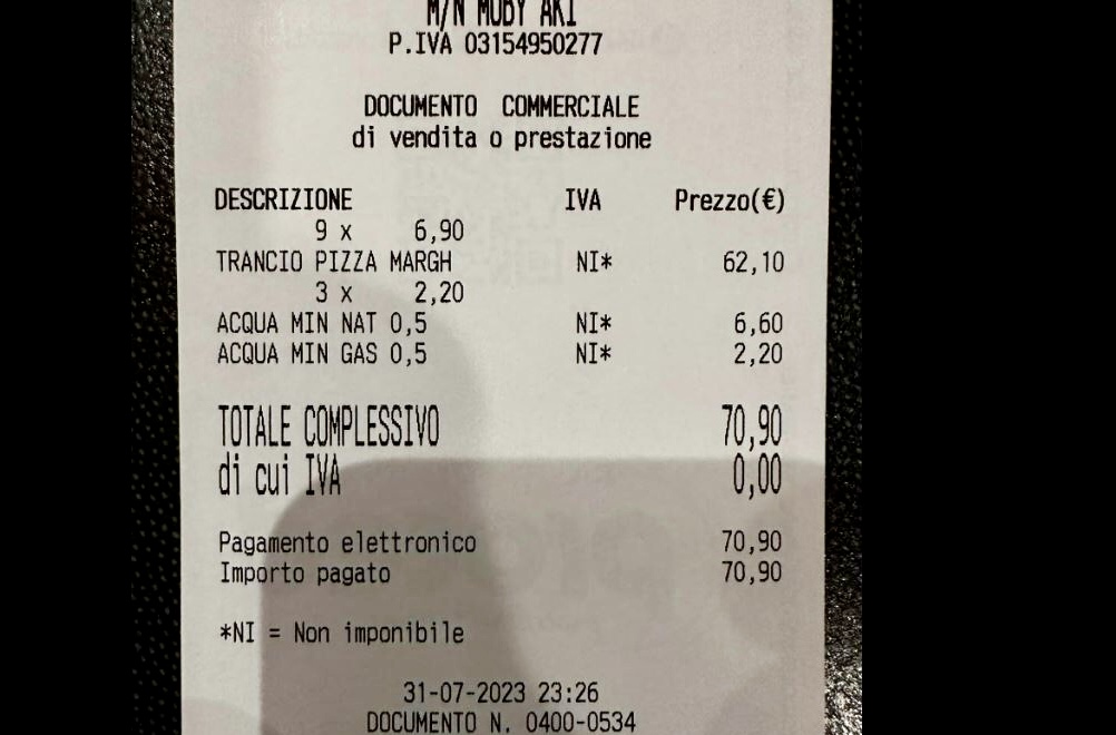 Matteo Bassetti: scontrino salato in nave. 9 tranci di pizza a 71 €