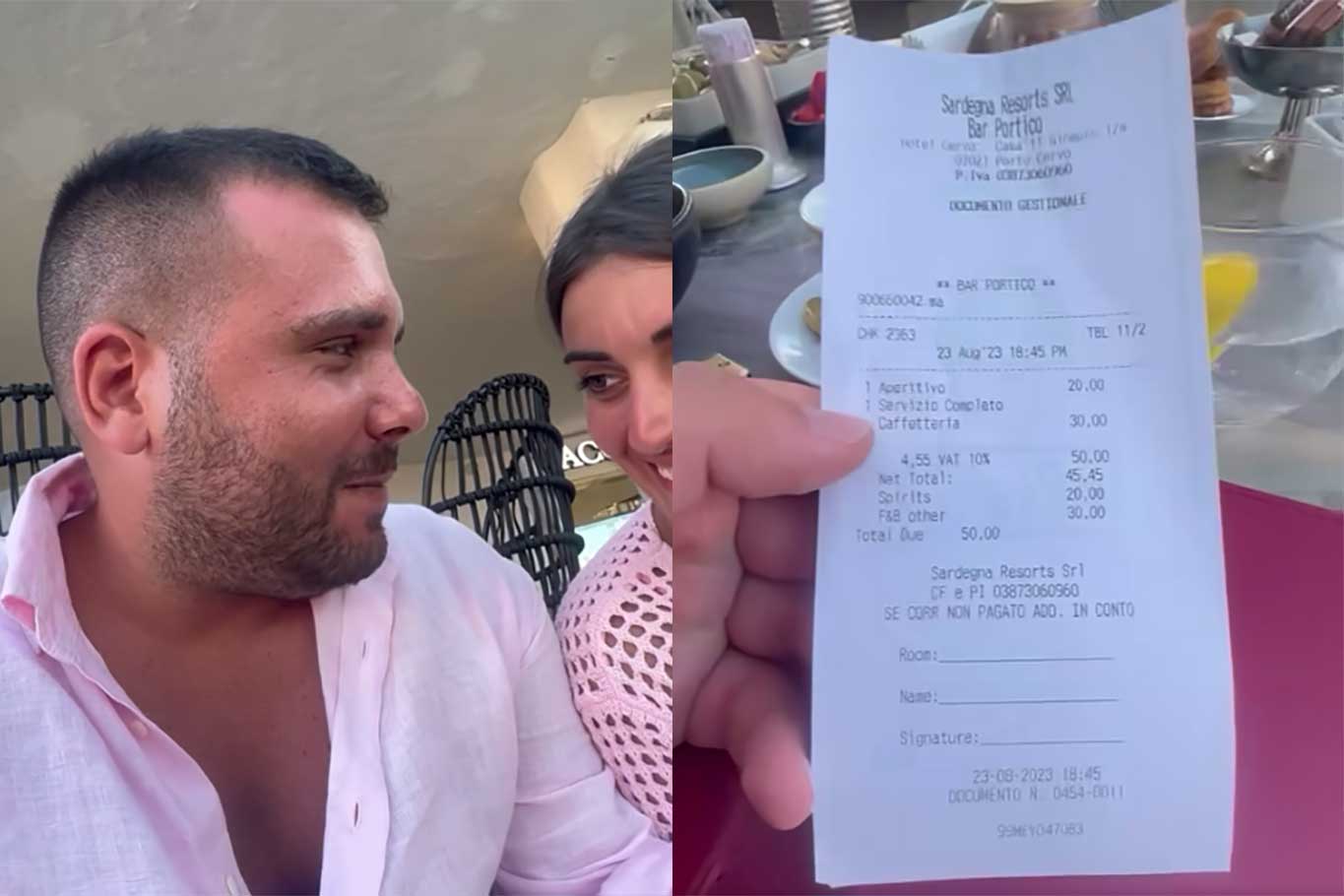 Scontrino a Porto Cervo da infarto: 50 € per un caffè e un’orzata