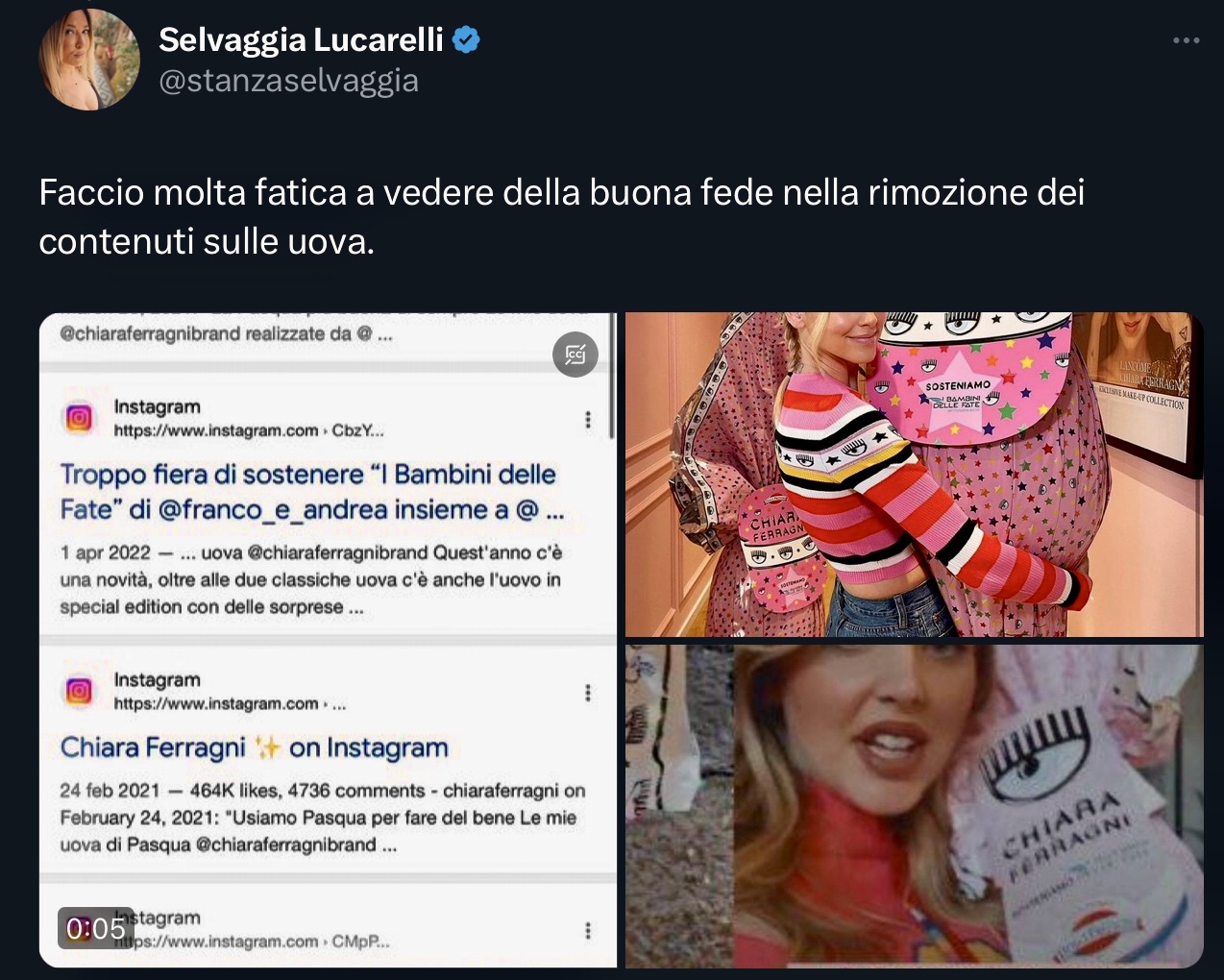 Ferragni uova di Pasqua Selvaggia Lucarelli