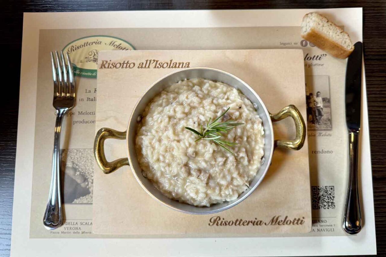 il risotto all'isolana della Risotteria Melotti a Milano