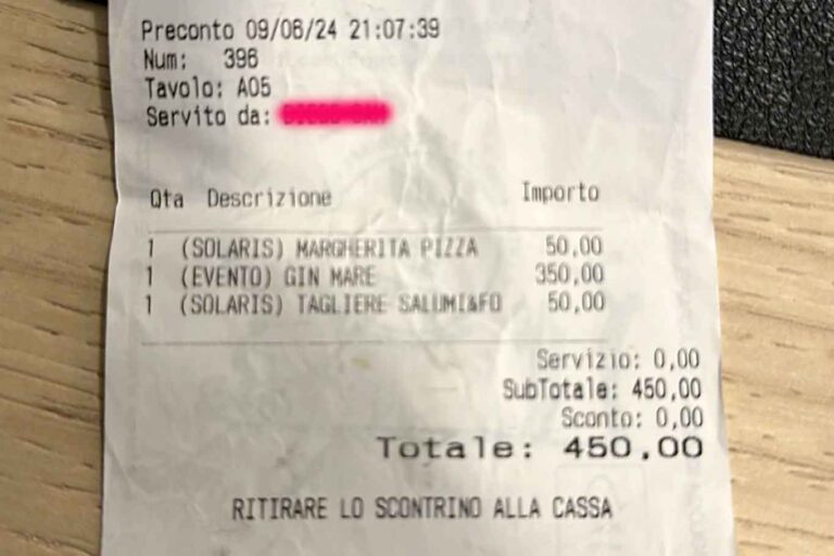 Pizza margherita a 50 €: scontrino shock in Costiera Sorrentina