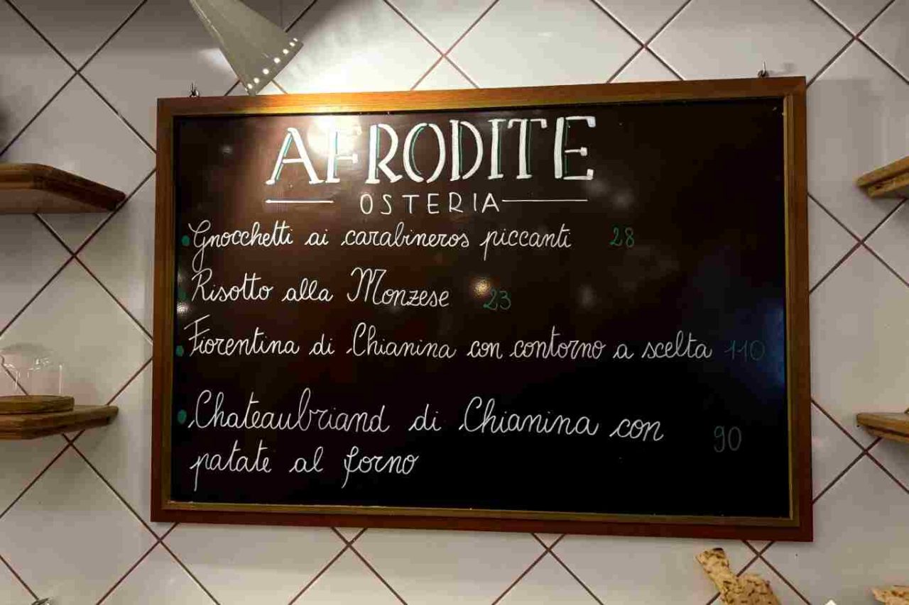 ristorante osteria afrodite milano  lavagna menu