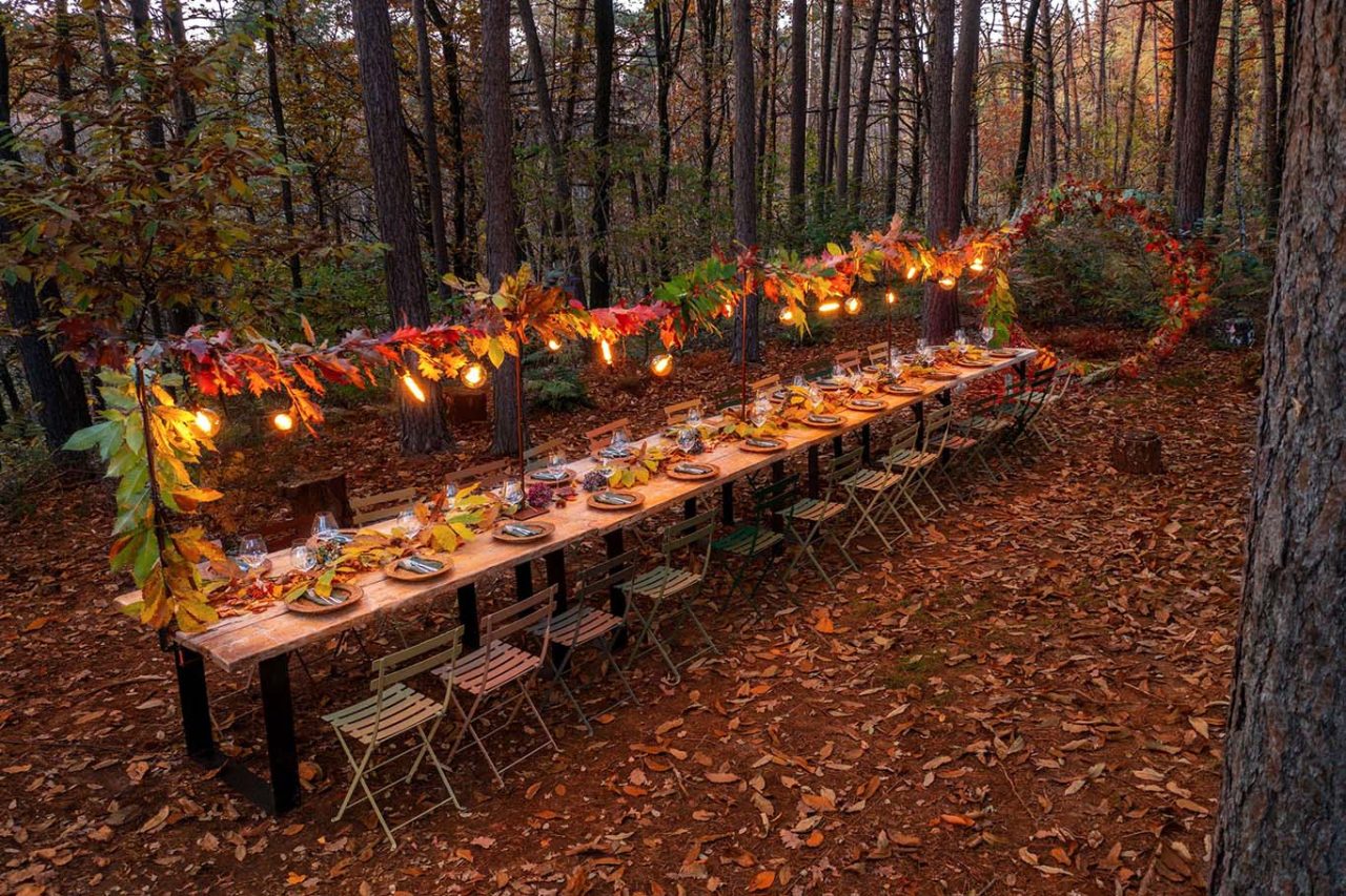 Ristorante Tarantola Appiano Gentile tavola evento nel bosco