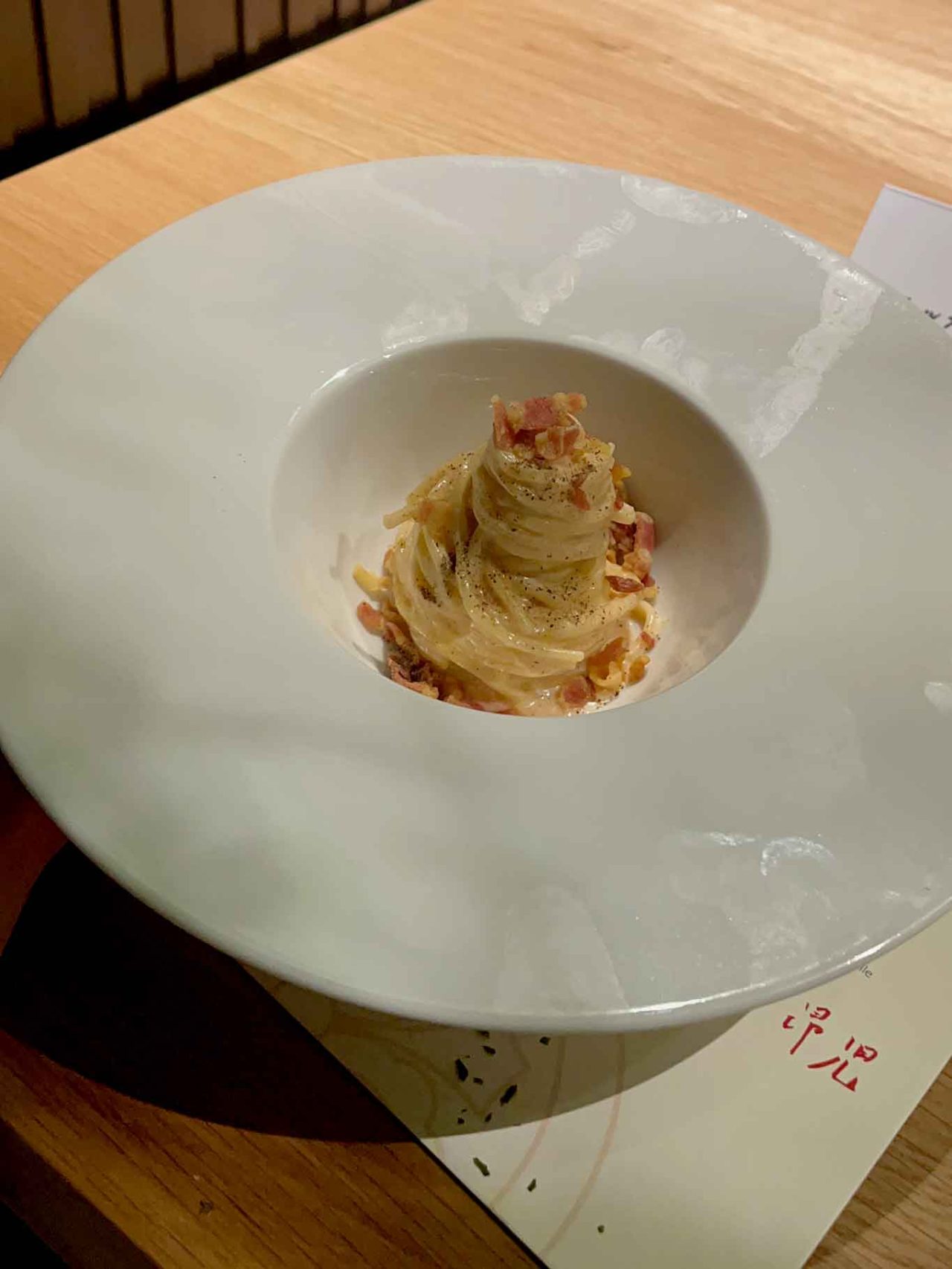 la carbonara giapponese del ristorante Kiwami a Roma