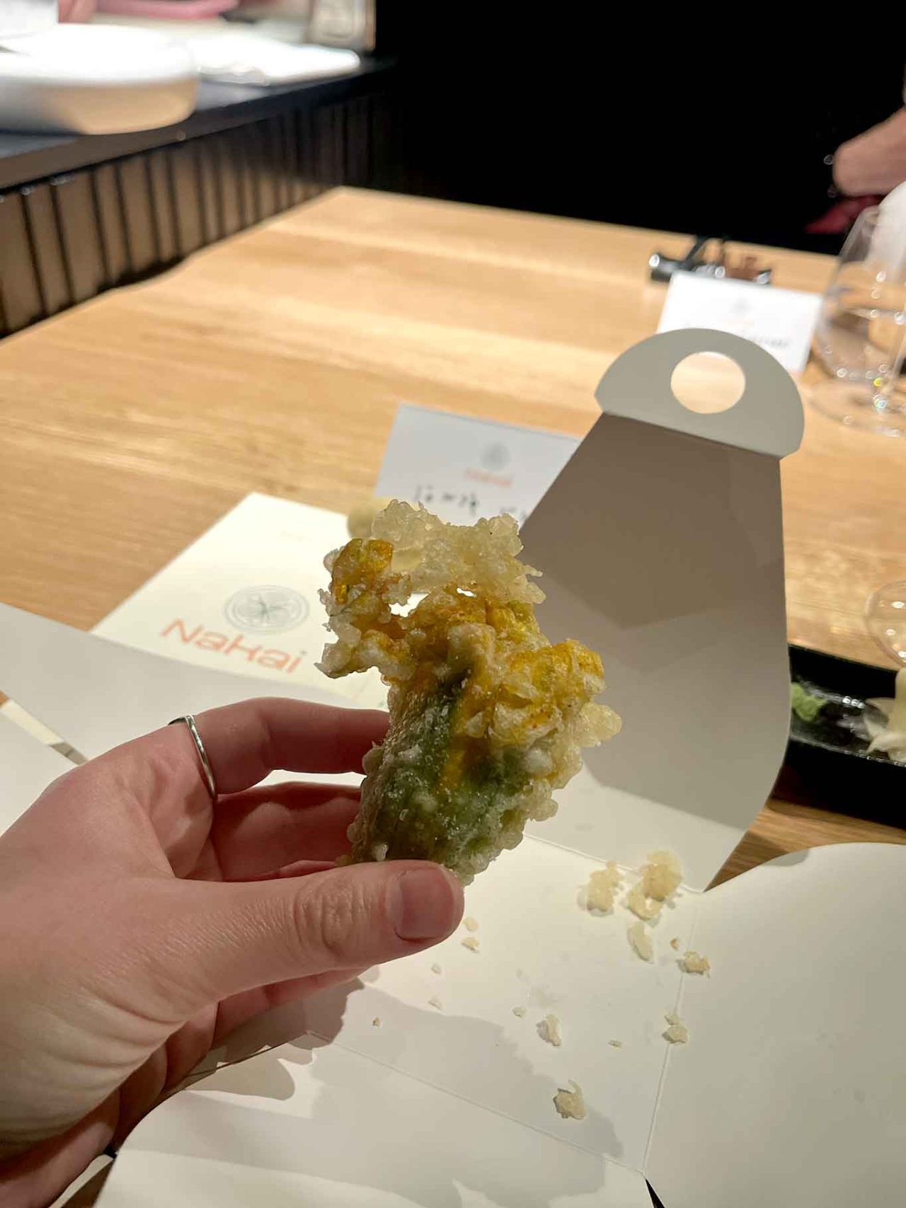 la tempura alla sala segreta Kiwami del ristorante giapponese Nakai a Roma 