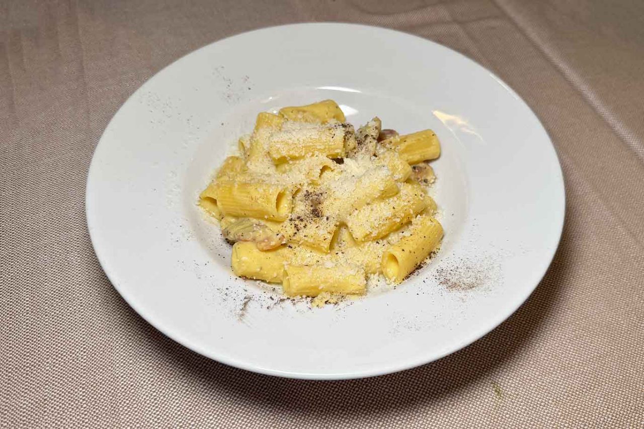 rigatoni alla carbonara della trattoria da Cesare al Casaletto a Roma 